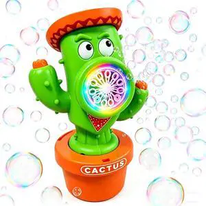 Bubble Machine, Rechargeable Dancing Cactus Toy for Kids Ages 3+ | Automatic Bubble Blower with Music, Colorful Lights and Solution Included for Outdoor Summer Play, Parties and Birthday Gifts Bubble Machine, Rechargeable Dancing Cactus Toy for Kids Ages 3+ | Automatic Bubble Blower with Music, Colorful Lights and Solution Included for Outdoor Summer Play, Parties and Birthday Gifts