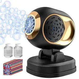 Automatic Bubble Machine Battery Operated for Kid Outdoor Toy, Black | Durable Bubble Blower Maker, LED Lights & Bubble Solution Kit, 150° Rotatable Automatic Bubble Machine Battery Operated for Kid Outdoor Toy, Black | Durable Bubble Blower Maker, LED Lights & Bubble Solution Kit, 150° Rotatable
