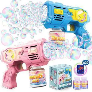 Bubble Gun Toys for 3+ Year Old Kids Boys Girls, LED 2 Pack Automatic Bubble Machine with Bubble Solution, Summer Outdoor Kids Toys for Ages 3-4,4-6,5-7, Birthday Party Gifts for 3 4 5 6 7 8 Year Old Bubble Gun Toys for 3+ Year Old Kids Boys Girls, LED 2 Pack Automatic Bubble Machine with Bubble Solution, Summer Outdoor Kids Toys for Ages 3-4,4-6,5-7, Birthday Party Gifts for 3 4 5 6 7 8 Year Old
