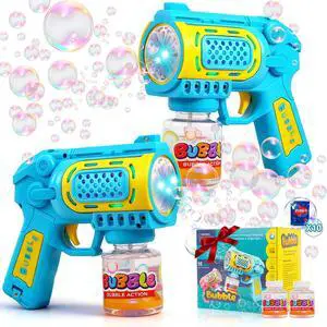 2 Pack Bubble Guns for Kids Ages 3-8, Outdoor Toys with Bubble Solution | VALUE 2-PACK BUBBLE GUNS: Includes bubble solution! Great outdoor summer toys and birthday gifts for boys and girls ages 3-8. 2 Pack Bubble Guns for Kids Ages 3-8, Outdoor Toys with Bubble Solution | VALUE 2-PACK BUBBLE GUNS: Includes bubble solution! Great outdoor summer toys and birthday gifts for boys and girls ages 3-8.