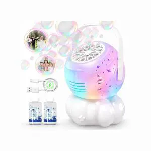 Rechargeable Bubble Machine for Kids with 9Colors Cycling LED, 600ml Tank | 35000+ Big Bubbles/Min, Integrated USB-C Charge, Outdoor Toys Gift Bubble Maker for Toddler 1-3, Birthday, Parties, Wedding Rechargeable Bubble Machine for Kids with 9Colors Cycling LED, 600ml Tank | 35000+ Big Bubbles/Min, Integrated USB-C Charge, Outdoor Toys Gift Bubble Maker for Toddler 1-3, Birthday, Parties, Wedding