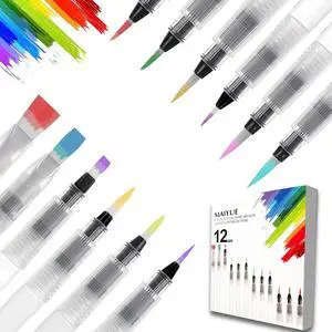 12 PCS Watercolor Brushes, Refillable Water Brush Pens, Watercolor Painting with Assorted Tips Ink and Water Brush Pens for Paints, Artists, Painting, Calligraphy, Watercolors Painting Supplies 12 PCS Watercolor Brushes, Refillable Water Brush Pens, Watercolor Painting with Assorted Tips Ink and Water Brush Pens for Paints, Artists, Painting, Calligraphy, Watercolors Painting Supplies