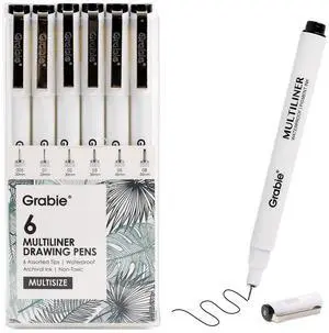 Micro Fineliner Pens, 6 Black Waterproof Drawing Pens | Waterproof Pigment Ink, 6 Assorted Tip Sizes, Precision Fine Lines, Metal-Clad Nibs, Smooth Ink Flow, Smudge Resistant Micro Fineliner Pens, 6 Black Waterproof Drawing Pens | Waterproof Pigment Ink, 6 Assorted Tip Sizes, Precision Fine Lines, Metal-Clad Nibs, Smooth Ink Flow, Smudge Resistant