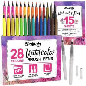 28 Watercolor Brush Pens - Drawing Art Supplies for Kids 9-12 | Watercolor Markers - Lettering, Coloring, Calligraphy, 15 Painting Pad, 2 Water Color Markers - Adults, Professional Artist 28 Watercolor Brush Pens - Drawing Art Supplies for Kids 9-12 | Watercolor Markers - Lettering, Coloring, Calligraphy, 15 Painting Pad, 2 Water Color Markers - Adults, Professional Artist