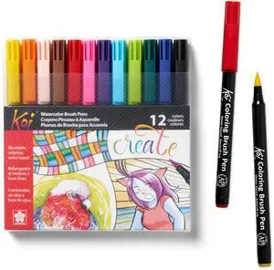 XBR-12SA 12-Piece Koi Assorted Coloring Brush Pen Set XBR-12SA 12-Piece Koi Assorted Coloring Brush Pen Set