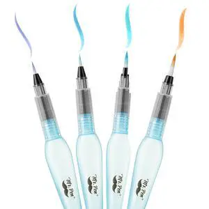 Watercolor Brush Pens, 4 pcs, 4 x Point Tips, Blue Set, Large | Nylon Bristles, Refillable Watercolor Pens for Acrylic, Gouache, Crayons, Ideal for Artists, Drawing, Sketching Watercolor Brush Pens, 4 pcs, 4 x Point Tips, Blue Set, Large | Nylon Bristles, Refillable Watercolor Pens for Acrylic, Gouache, Crayons, Ideal for Artists, Drawing, Sketching
