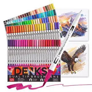 120 Watercolor Markers Set | Water Color Pens with Brush & Fineliner, Water-Based Art Markers | Dual Tip Markers for Adult Coloring, Lettering, Calligraphy, Sketching, Journaling & Illustration 120 Watercolor Markers Set | Water Color Pens with Brush & Fineliner, Water-Based Art Markers | Dual Tip Markers for Adult Coloring, Lettering, Calligraphy, Sketching, Journaling & Illustration