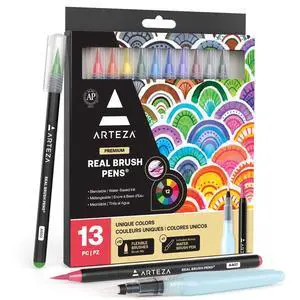 Real Brush Pens, 12 Watercolor Pens, Drawing Markers with Flexible Brush Tips, Watercolor Markers for Artists, and Beginners | Smooth Ink Flow Real Brush Pens, 12 Watercolor Pens, Drawing Markers with Flexible Brush Tips, Watercolor Markers for Artists, and Beginners | Smooth Ink Flow