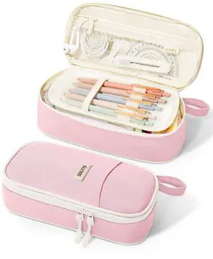 Cute Pencil Case, Aesthetic Pen Pouch, Colored Large Pencil Bag with Zipper, Kawaii Stationery Storage and Organizer, School Supplies for Teen and Adult Girls, Pink Cute Pencil Case, Aesthetic Pen Pouch, Colored Large Pencil Bag with Zipper, Kawaii Stationery Storage and Organizer, School Supplies for Teen and Adult Girls, Pink