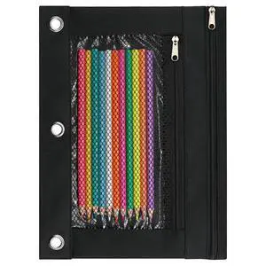 Pencil Pouch for 3 Ring Binder, Pencil Case with Zipper, 600D Fabric Pencil Pouch Bag Holder Accessories, Clear Window Pencil Case Aesthetic Back to School Organizer Pockets for Boy Girl (Black) Pencil Pouch for 3 Ring Binder, Pencil Case with Zipper, 600D Fabric Pencil Pouch Bag Holder Accessories, Clear Window Pencil Case Aesthetic Back to School Organizer Pockets for Boy Girl (Black)