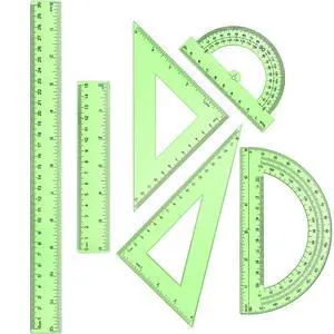 6 Pcs Math Geometry Ruler Straight Protractor Triangle, Green 6 Pcs Math Geometry Ruler Straight Protractor Triangle, Green