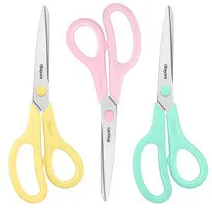8.5" All Purpose Yellow Pink Teal Scissors for School Office Teacher | 2.5mm Thick Blade Shears | Soft Comfort-grip | Left/Right Handed | Cute Office School Teacher Supplies | Home Sewing Fabric 8.5" All Purpose Yellow Pink Teal Scissors for School Office Teacher | 2.5mm Thick Blade Shears | Soft Comfort-grip | Left/Right Handed | Cute Office School Teacher Supplies | Home Sewing Fabric