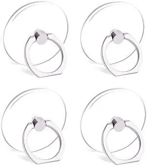 Cell Phone Ring Holder Stand Transparent Finger Grip Loop 360 Degree Rotation Finger Ring Stand (4 x Silver (Round)) Cell Phone Ring Holder Stand Transparent Finger Grip Loop 360 Degree Rotation Finger Ring Stand (4 x Silver (Round))