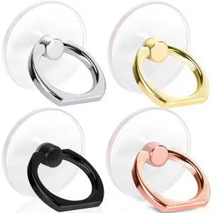 4 Pack Cell Phone Ring Holder, Silver+Black+Rose Gold+Gold | Transparent, 360° Rotation Adhesive, Finger Ring Stand, Clear Kickstand, Compatible with Most Phones, Tablet and Case 4 Pack Cell Phone Ring Holder, Silver+Black+Rose Gold+Gold | Transparent, 360° Rotation Adhesive, Finger Ring Stand, Clear Kickstand, Compatible with Most Phones, Tablet and Case