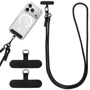 Phone Lanyard, Phone Strap Crossbody with 2 Pack Tether Tab, Adjustable Anti Theft Phone Strap for All Phones (Black) Phone Lanyard, Phone Strap Crossbody with 2 Pack Tether Tab, Adjustable Anti Theft Phone Strap for All Phones (Black)