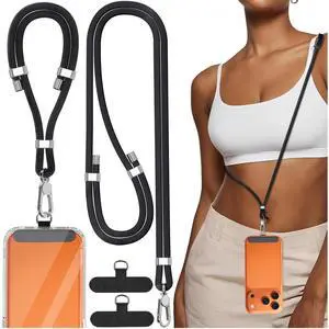 4-IN-1 Phone Lanyard + Wrist Strap Set, Adjustable Length (15.7-31.5 in) Cell Phone Lanyard with 2 PCSTether Tabs for iPhone,Smartphones 4-IN-1 Phone Lanyard + Wrist Strap Set, Adjustable Length (15.7-31.5 in) Cell Phone Lanyard with 2 PCSTether Tabs for iPhone,Smartphones