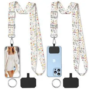 2 Pack Cell Phone Lanyard - Crossbody Adjustable Phone Strap for Use Around the Neck - ID Badge, Bohemian Leaf 3 2 Pack Cell Phone Lanyard - Crossbody Adjustable Phone Strap for Use Around the Neck - ID Badge, Bohemian Leaf 3