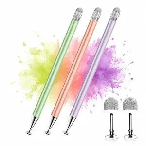 Stylus Pen for Touchscreen ipad.2-in-1 Tip for Nintendo Switch | 3 Pcs,Disc & Fiber Tip,High Sensitivity,No Charging,Universal for ipad/iphone/Android/Tablets,Lightweight Alloy,4 Tips Stylus Pen for Touchscreen ipad.2-in-1 Tip for Nintendo Switch | 3 Pcs,Disc & Fiber Tip,High Sensitivity,No Charging,Universal for ipad/iphone/Android/Tablets,Lightweight Alloy,4 Tips