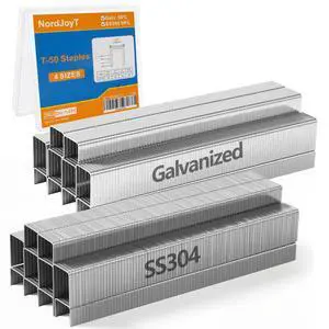 Heavy Duty T-50 Staples 3/8" Crown 1680 PCS 4 Sizes Assorted Pack | 5/16"-672, 3/8"-336, 1/2"-336, 9/16"-336 (SS304 & Galvanized 50% each) Project Pack for Pneumatic & Electric T50 Stapler Heavy Duty T-50 Staples 3/8" Crown 1680 PCS 4 Sizes Assorted Pack | 5/16"-672, 3/8"-336, 1/2"-336, 9/16"-336 (SS304 & Galvanized 50% each) Project Pack for Pneumatic & Electric T50 Stapler