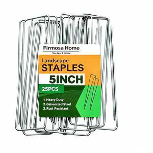 5 Inch Landscape Staples, 25 Pack Heavy Duty Galvanized U-Shaped Garden Stakes & Sod Pins for Weed Barrier, Landscape Fabric, Irrigation Tubing, Ground Anchoring - Rust Resistant 5 Inch Landscape Staples, 25 Pack Heavy Duty Galvanized U-Shaped Garden Stakes & Sod Pins for Weed Barrier, Landscape Fabric, Irrigation Tubing, Ground Anchoring - Rust Resistant