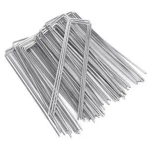 50 Pack Landscape Staples 6 Inch, Galvanized Garden Stakes | U-shaped Pins Ground Staples for Tent, Yard, Weed Barrier Fabric, Lawn, Turf, Sod, Irrigation, Outdoor Decorations 50 Pack Landscape Staples 6 Inch, Galvanized Garden Stakes | U-shaped Pins Ground Staples for Tent, Yard, Weed Barrier Fabric, Lawn, Turf, Sod, Irrigation, Outdoor Decorations