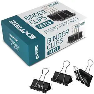 Binder Clips - 48 Medium Binder Clips, 1.25 Inch Black Paper Clamps, File Clip for Home, Office and School Supplies Binder Clips - 48 Medium Binder Clips, 1.25 Inch Black Paper Clamps, File Clip for Home, Office and School Supplies