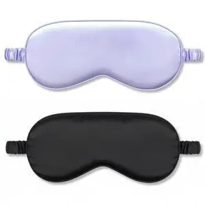 2 Pack Silk Sleep Masks, Light Blocking Eye Masks, Black & Purple | Silky Soft Feel, Light Blocking Design, Gentle Elastic Fit, Breathable Comfort for Sleep, Travel and Naps 2 Pack Silk Sleep Masks, Light Blocking Eye Masks, Black & Purple | Silky Soft Feel, Light Blocking Design, Gentle Elastic Fit, Breathable Comfort for Sleep, Travel and Naps