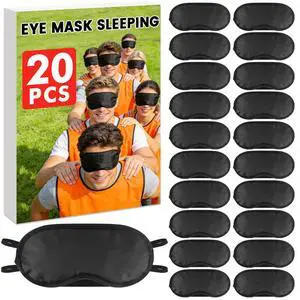 20 PCS Sleep Eye Masks Blindfolds - Light-Tight with Nose Pad & Adjustable Strap, Bulk Comfortable Breathable Party Supplies for Team Building Travel, Black Eye Cover for Women Men 20 PCS Sleep Eye Masks Blindfolds - Light-Tight with Nose Pad & Adjustable Strap, Bulk Comfortable Breathable Party Supplies for Team Building Travel, Black Eye Cover for Women Men