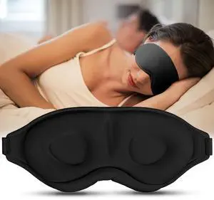 Sleep Mask for Side Sleeper Women Men, Light Blocking Eye Mask for Sleeping, 3D Contoured Cup Sleeping Mask for Zero Eye Pressure, with Adjustable Elastic Strap for Sleep Travel, Black Sleep Mask for Side Sleeper Women Men, Light Blocking Eye Mask for Sleeping, 3D Contoured Cup Sleeping Mask for Zero Eye Pressure, with Adjustable Elastic Strap for Sleep Travel, Black