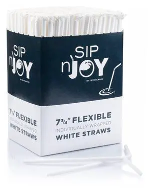 Bulk Pack of 380 Flexible Plastic Drinking Straws - White, Individually Wrapped, Food-Safe BPA Free, 7.75 Inches Long (1 Box) Bulk Pack of 380 Flexible Plastic Drinking Straws - White, Individually Wrapped, Food-Safe BPA Free, 7.75 Inches Long (1 Box)