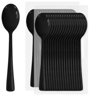Black Plastic Spoons Disposable, 50 Count - 6.8 Inch Heavy Duty Disposable Cutlery Utensils BPA-Free Solid for Party, Picnic, Catering, Daily Use & More (Black) Black Plastic Spoons Disposable, 50 Count - 6.8 Inch Heavy Duty Disposable Cutlery Utensils BPA-Free Solid for Party, Picnic, Catering, Daily Use & More (Black)
