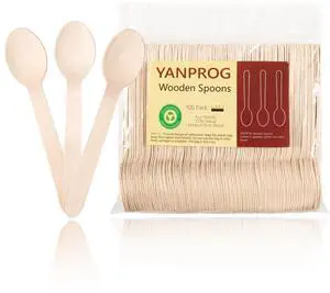 Wooden Spoons Disposable 6.3" Compostable Spoons 100 Pcs Biodegradable Spoon, Natural Birch Eco-Friendly Suitable for Parties,Camping,Weddings&Dinner Events Wooden Spoons Disposable 6.3" Compostable Spoons 100 Pcs Biodegradable Spoon, Natural Birch Eco-Friendly Suitable for Parties,Camping,Weddings&Dinner Events