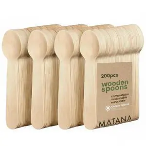 Disposable Wooden Spoons for Eating 6.3" - 200 Pack Birch Wood Spoons Disposable Cutlery, Compostable Biodegradable Spoons for Parties Disposable Wooden Spoons for Eating 6.3" - 200 Pack Birch Wood Spoons Disposable Cutlery, Compostable Biodegradable Spoons for Parties