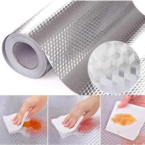 Kitchen Backsplash Stickers,15.7X196.9 inch, Self Adhesive Drawer Liner Peel and Stick Foil Wallpaper Cabinets Shelf Sticker (0.4M5M, Cube Texture-Silver) Kitchen Backsplash Stickers,15.7X196.9 inch, Self Adhesive Drawer Liner Peel and Stick Foil Wallpaper Cabinets Shelf Sticker (0.4M5M, Cube Texture-Silver)
