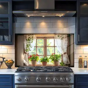 Kitchen Wallpaper Self Adhesive Oil Proof Sticker Waterproof Backsplash Wall Protector Film Removable Paper for Cupboard 30 X 16 inch (Window 2, 30L x16W) Kitchen Wallpaper Self Adhesive Oil Proof Sticker Waterproof Backsplash Wall Protector Film Removable Paper for Cupboard 30 X 16 inch (Window 2, 30L x16W)