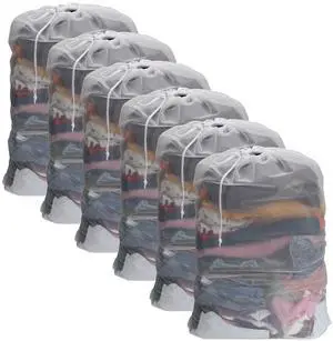 6 Pack Mesh Laundry Bag with Drawstring Closure, 24" x 36" Heavy Duty Extra Large Laundry Bags for Travel, Storage, College, Dorm and Apartment Dwellers, Machine Washable 6 Pack Mesh Laundry Bag with Drawstring Closure, 24" x 36" Heavy Duty Extra Large Laundry Bags for Travel, Storage, College, Dorm and Apartment Dwellers, Machine Washable