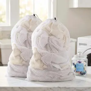 Premium Laundry Bags 2-Pack, Large Mesh Wash Bags-Breathable Mesh, Reinforced Drawstring & Handle. For Dorm, Travel, Camping, RV. Machine Washable, Easy Hanging for Delicates. Premium Laundry Bags 2-Pack, Large Mesh Wash Bags-Breathable Mesh, Reinforced Drawstring & Handle. For Dorm, Travel, Camping, RV. Machine Washable, Easy Hanging for Delicates.