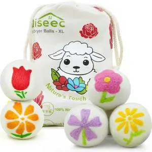 Wool Dryer Balls 6-Pack XL - Unique Petal Embroidery, Natural Reusable Laundry Fabric Softener, Reduces Wrinkles & Drying Time, Hypoallergenic & Leaves Fabrics Naturally Soft and Fluffy Wool Dryer Balls 6-Pack XL - Unique Petal Embroidery, Natural Reusable Laundry Fabric Softener, Reduces Wrinkles & Drying Time, Hypoallergenic & Leaves Fabrics Naturally Soft and Fluffy