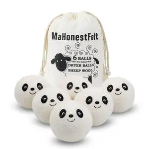 Wool Dryer Balls - Natural Fabric Softener, Reusable, Reduces Clothing Wrinkles and Saves Drying Time. Handmade Fair Trade No Lint Fabric Softener White (Pack of 6) Wool Dryer Balls - Natural Fabric Softener, Reusable, Reduces Clothing Wrinkles and Saves Drying Time. Handmade Fair Trade No Lint Fabric Softener White (Pack of 6)