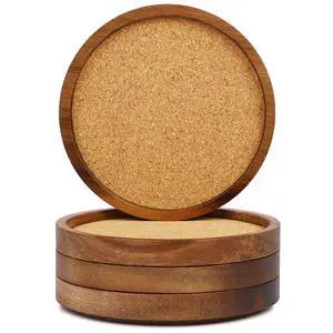 Stackable Wood Absorbent Cork Coaster Set of 4 for Drink, Home Decor | Stackable (Compact Design), 4.25 inch Large, Extra Thick, Absorbent Cork Coasters Set for Tabletop Protection Stackable Wood Absorbent Cork Coaster Set of 4 for Drink, Home Decor | Stackable (Compact Design), 4.25 inch Large, Extra Thick, Absorbent Cork Coasters Set for Tabletop Protection