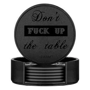 Funny Coasters, 6 Pcs Leather Coasters with Holder, Perfect Housewarming Hostess Gifts, Protect Furniture from Water Marks Scratch and Damage(6Pcs, Black) Funny Coasters, 6 Pcs Leather Coasters with Holder, Perfect Housewarming Hostess Gifts, Protect Furniture from Water Marks Scratch and Damage(6Pcs, Black)