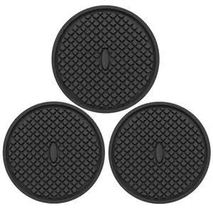 3 Pack Silicone Coasters for Drinks, Thickened Black Coaster with Deep Tray Grooved Design Cup Mat, Washable Heat Resistant Durable Non-Slip Coasters for Coffee Table Wooden Desk Kitchen Bar 3 Pack Silicone Coasters for Drinks, Thickened Black Coaster with Deep Tray Grooved Design Cup Mat, Washable Heat Resistant Durable Non-Slip Coasters for Coffee Table Wooden Desk Kitchen Bar