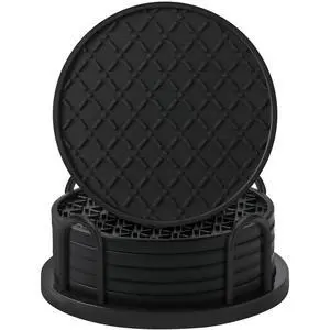 Silicone Coasters Set of 8 with Holder, 4 Inch Non-Slip Waterproof Heat Resistant Drink Mats for Coffee Table, Desk, Kitchen, Bar, Outdoor Patio (Black, 6 PCS) Silicone Coasters Set of 8 with Holder, 4 Inch Non-Slip Waterproof Heat Resistant Drink Mats for Coffee Table, Desk, Kitchen, Bar, Outdoor Patio (Black, 6 PCS)