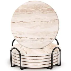 Drink Coasters Set of 6, Absorbent Coaster for Coffee Table Decor, Marble Style Ceramic Coaster for Home Decor, 4 Inches Drink Coasters Set of 6, Absorbent Coaster for Coffee Table Decor, Marble Style Ceramic Coaster for Home Decor, 4 Inches