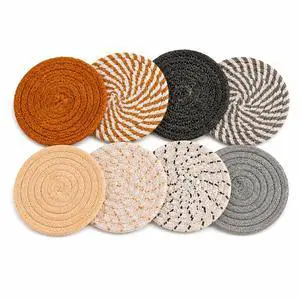 8 PCS Coasters for Drinks - Woven Absorbent Coaster Set of 8 Colors | 4.3 Inch Handwoven Cotton Coasters for Boho Home Decor Coffee Table Farmhouse Kitchen Tabletop Protection & Housewarming Gift 8 PCS Coasters for Drinks - Woven Absorbent Coaster Set of 8 Colors | 4.3 Inch Handwoven Cotton Coasters for Boho Home Decor Coffee Table Farmhouse Kitchen Tabletop Protection & Housewarming Gift