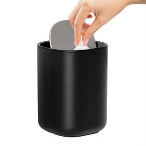 Mini Desktop Trash Can with Swing-Top Lid, 0.4 Gal/1.5L Tabletop Trash Can, Small Wastebasket for Bathroom Countertop, Vanitie, Coffee Area, or Office (Black) Mini Desktop Trash Can with Swing-Top Lid, 0.4 Gal/1.5L Tabletop Trash Can, Small Wastebasket for Bathroom Countertop, Vanitie, Coffee Area, or Office (Black)