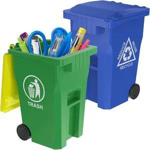 Mini Trash Can/Recycle Bin Pencil Holder for Desks, Blue/Green | Tiny Trash Can, Mini Desk Garbage Can, Funny Pen Holder, Mini Trash Bin, Desk Organizer Mini Trash Can/Recycle Bin Pencil Holder for Desks, Blue/Green | Tiny Trash Can, Mini Desk Garbage Can, Funny Pen Holder, Mini Trash Bin, Desk Organizer