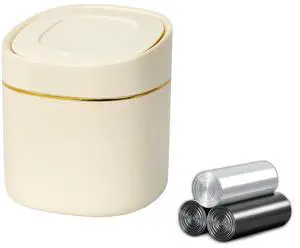 1 Pcs Mini Desktop Trash Can with Lid with 90 Trash Bags, Press-Type Garbage Can, Small Countertop Plastic Wastebasket for Vanity, Bedroom, Bathroom, Kitchen, Desk (White) 1 Pcs Mini Desktop Trash Can with Lid with 90 Trash Bags, Press-Type Garbage Can, Small Countertop Plastic Wastebasket for Vanity, Bedroom, Bathroom, Kitchen, Desk (White)