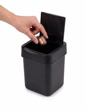 Coffee Bar Mini Trash Can, 0.5 Gal / 2L - Black | Countertop Waste Bin for Coffee Pods, Tea Bags, Desk, Vanity Coffee Bar Mini Trash Can, 0.5 Gal / 2L - Black | Countertop Waste Bin for Coffee Pods, Tea Bags, Desk, Vanity