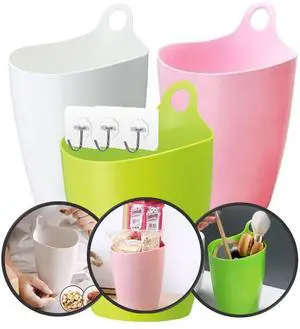 Declutter and Organize with Our Hangable Desktop Trashcan - Small, Multifunctional, and Stylish - Perfect for Makeup Brushes, Lint, and More! Plastic Pink Green White, 3packs Declutter and Organize with Our Hangable Desktop Trashcan - Small, Multifunctional, and Stylish - Perfect for Makeup Brushes, Lint, and More! Plastic Pink Green White, 3packs